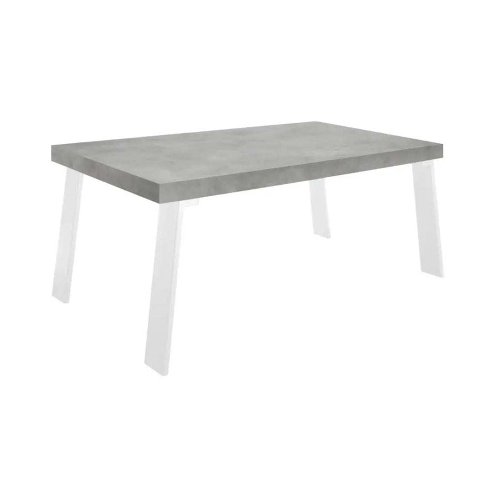 Tavolo da pranzo SPRING – L168 x H88 x l78 cm – Effetto cemento e metallo bianco