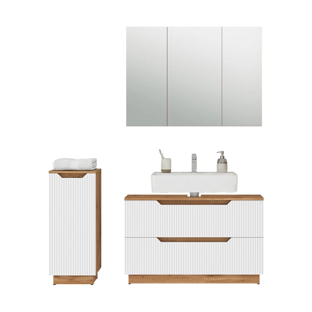 Vicco Set di mobili da bagno Rovere/bianco a strisce 3 parti