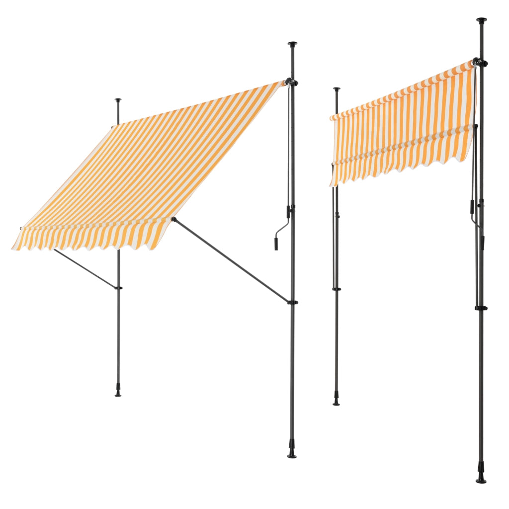 Tenda da Sole a Muro con Pali di Supporto Telescopici Parasole 200 x 120 cm (LxP) Giallo-Bianco pro.tec