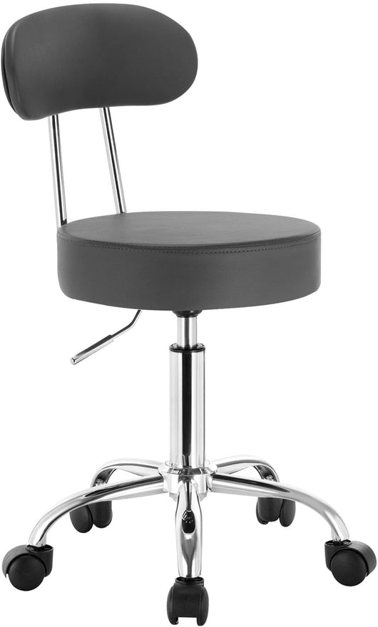 Sedie Ufficio Sedia da Scrivania Sgabelli con Schienale PU Cromato Girevole Moderno Grigio1 Pz