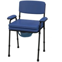 Sedia Comoda 5 in 1 per Anziani e Disabili per WC e Doccia, Altezza Regolabile e Secchio Rimovibile, Blu
