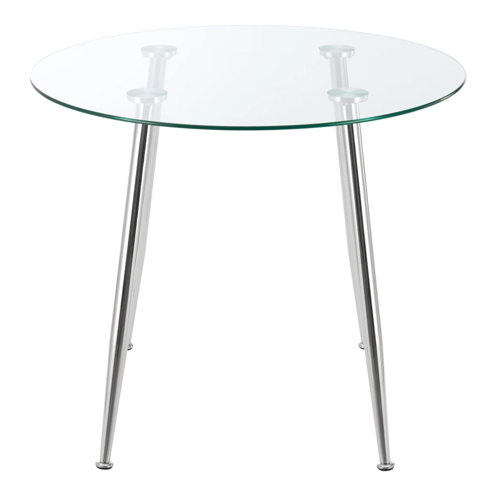 Tavolo da pranzo rotondo in vetro temperato e acciaio 75 x 87 cm cromato trasparente 03_0008706