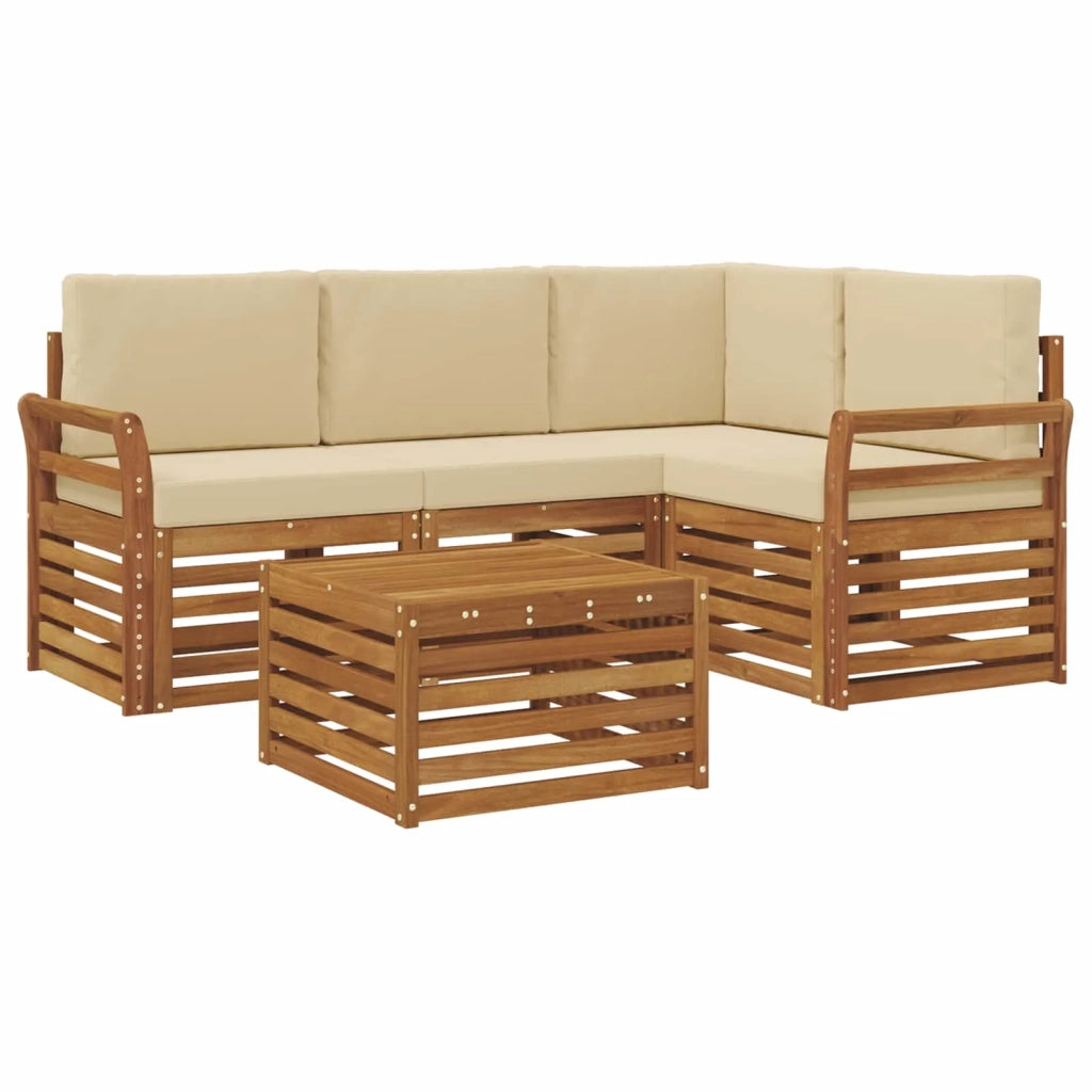 Set di divani da esterno 5 pz Naturale e Beige Poliestere 3374773