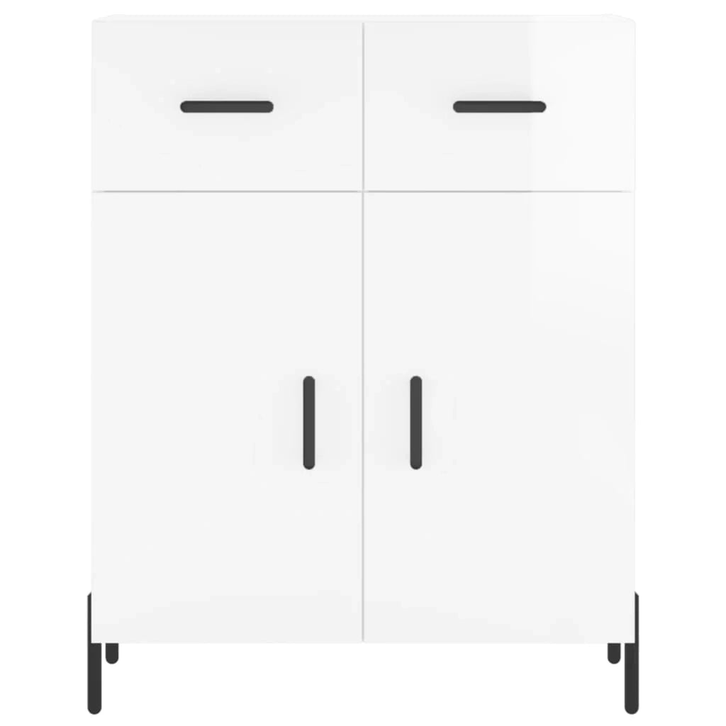 Buffet credenza cassettiera mobiletto mobile contenitore organizer per cucina soggiorno finitura lucida 69,5 x 34 x 90 cm legno ingegnerizzato bianco 02_0030716