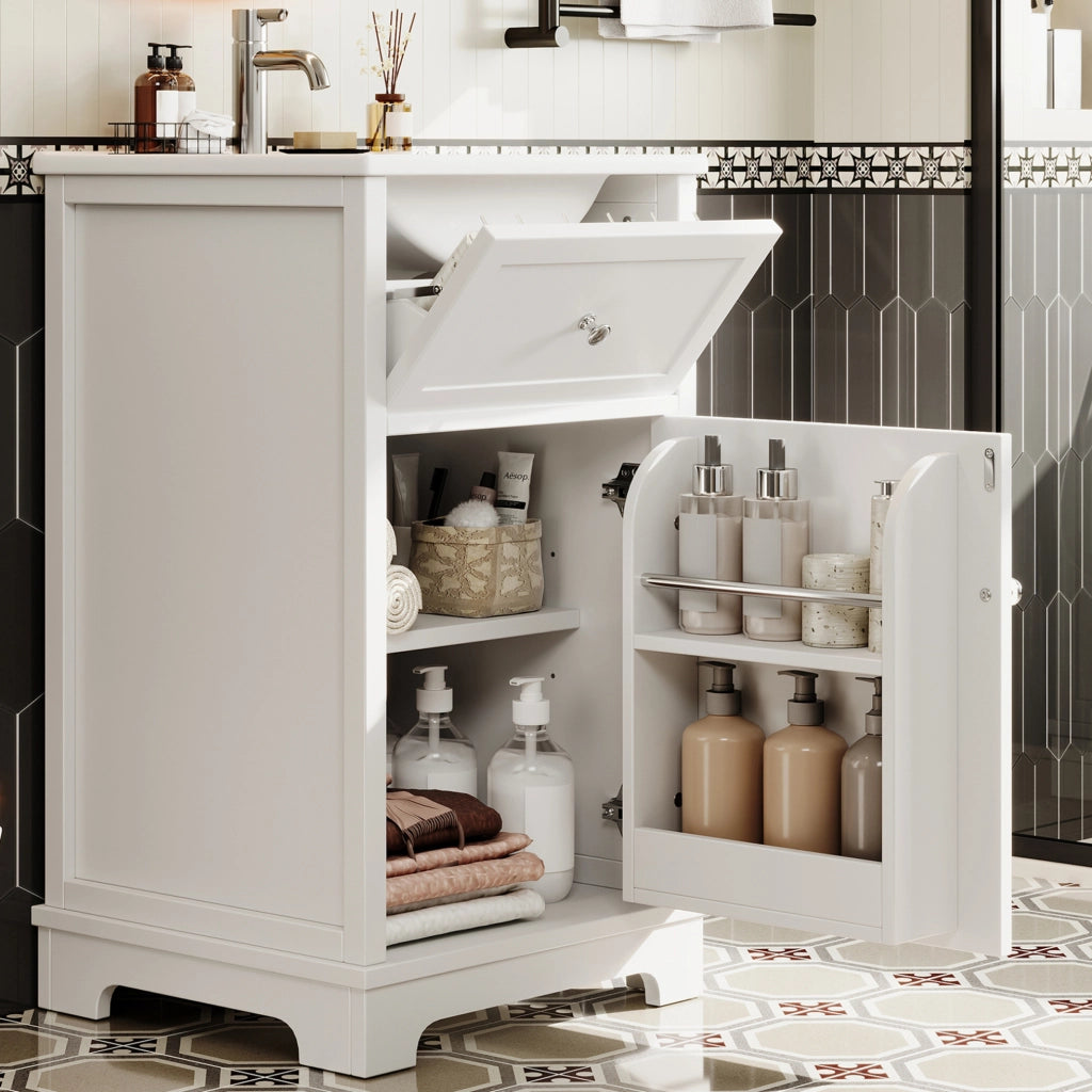 Mobile bagno 51x46x87 cm in MDF laccato con lavabo integrato e ripiani