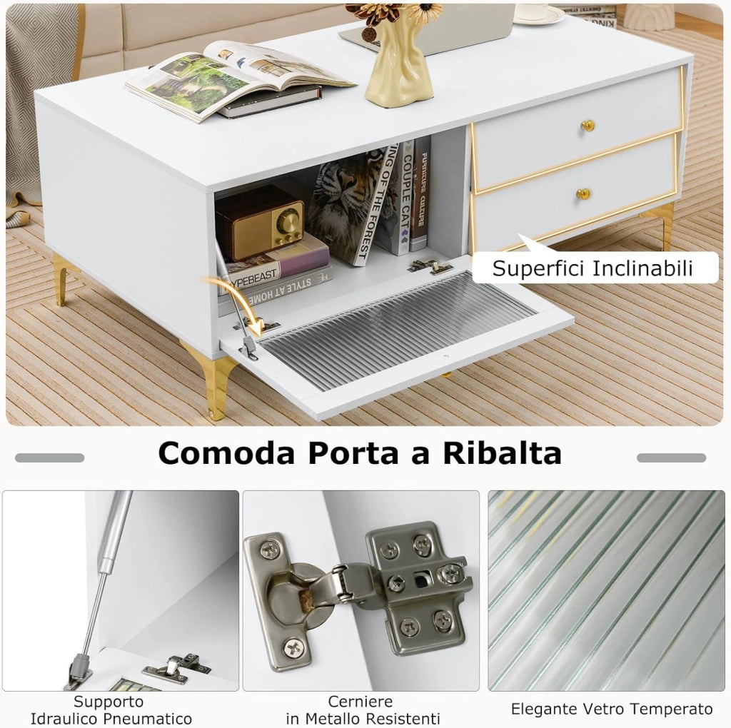 Mobile Porta TV Fino a 55’’, Mobile Console con Scomparto, Porta TV con Cassetti, Centro di Intrattenimento Moderno, Tavolo Console per TV, per Soggiorno Camera da Letto