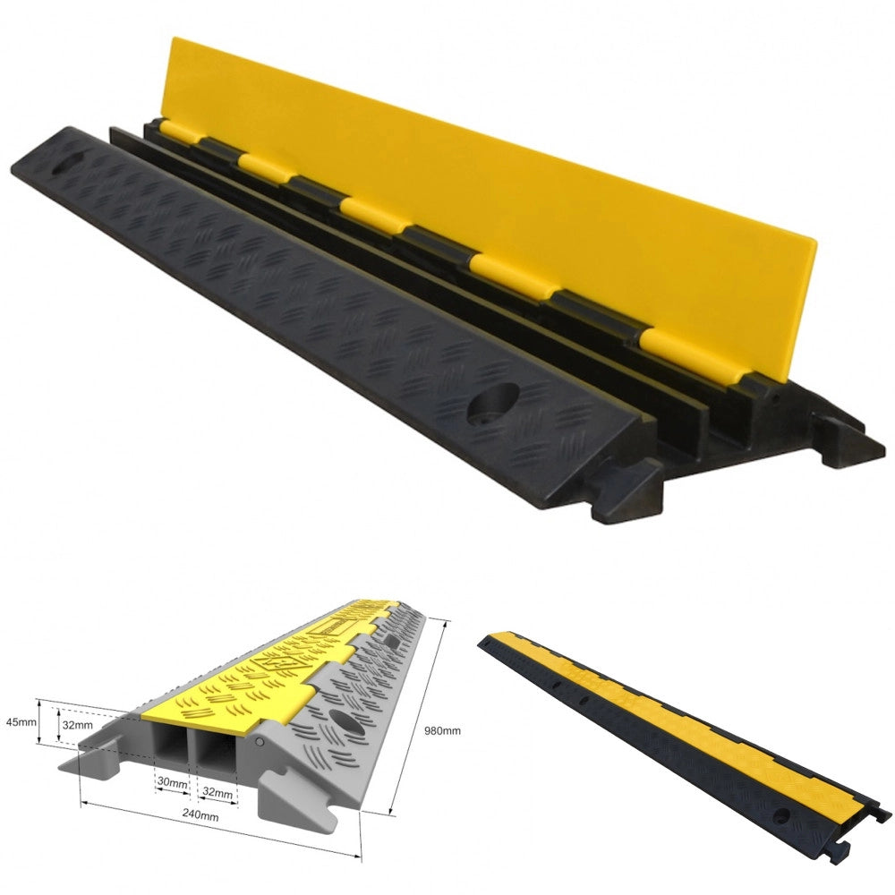 Trade Shop - Pedana Passacavi 2 Vie Con Base In Poliuretano Resistente Coperchio Antiscivolo -