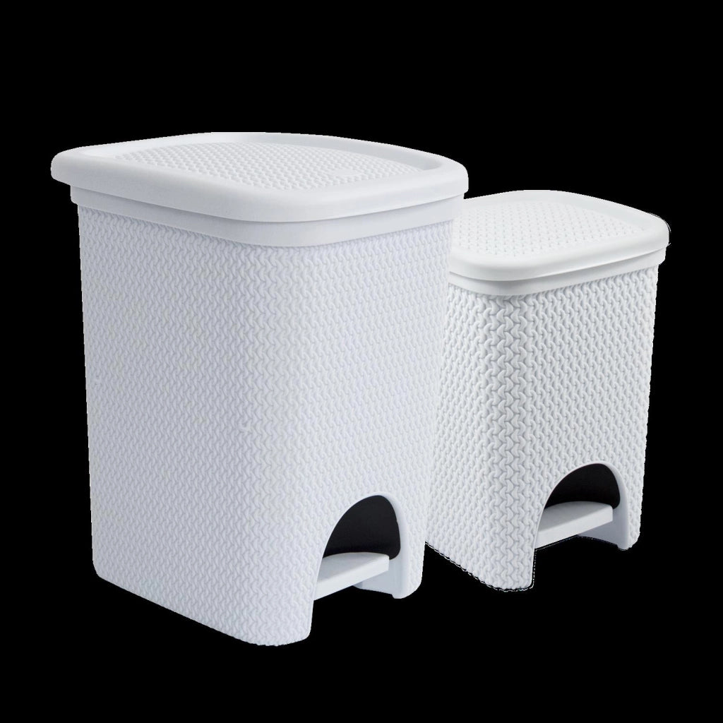 SET 2 PATTUMIERE INTRECCIO DA 6 E 18 LITRI N COLORE BIANCO