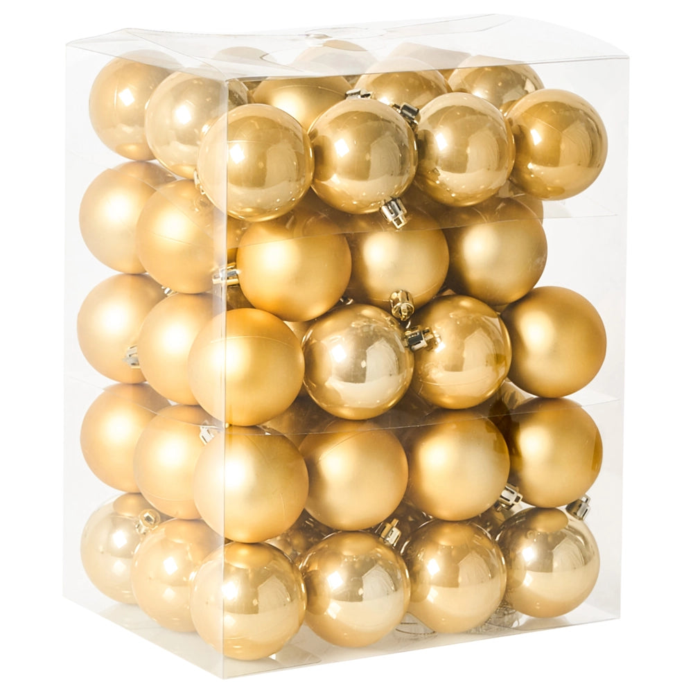 Set di 60 palline di Natale in plastica Decorazioni da appendere Ornamenti natalizi Albero di Natale Stile moderno e glamour Oro