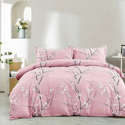 Set di Cuscini da Letto con Disegno di Fiori, Prodotto in Due Versi e Chiusura a Raccordo - 4 Parti