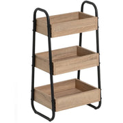 Mobiletto Portatutto Multiuso 3 ripiani Scaffalatura in Legno 41x30x77cm Salvaspazio