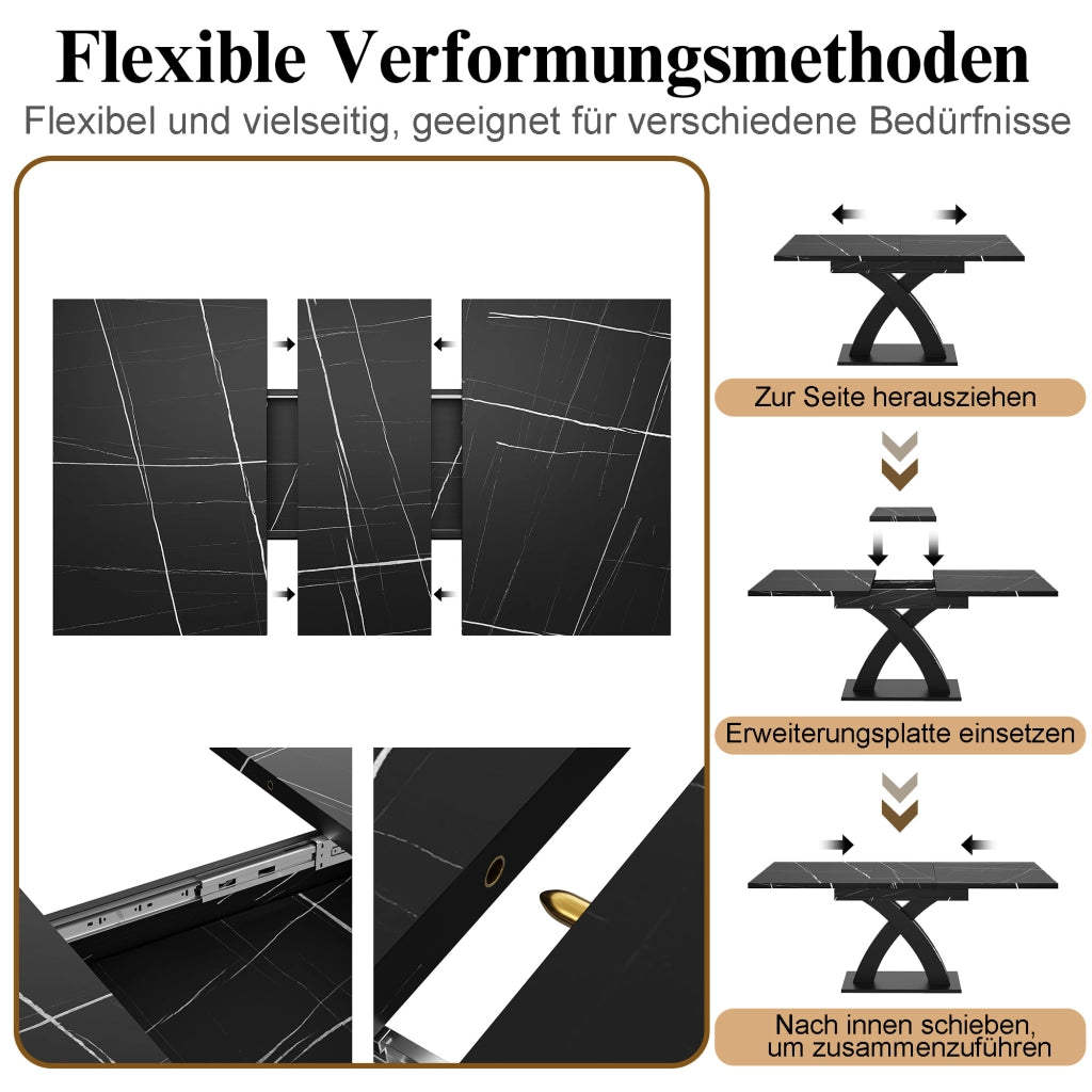 TAVOLO DA PRANZO ESTENSIBILE 120-160 x 80 x 76 cm MDF Nero