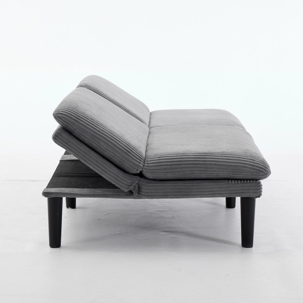 Divano convertibile 2 posti con schienale regolabile e funzione letto in velluto a coste grigio 88 × 85 × 18,5 cm