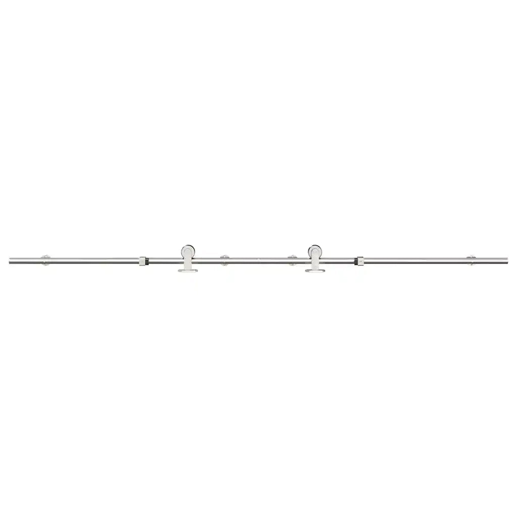 Kit Binari Porta Scorrevole 200 cm Acciaio Inossidabile Argento 4009698