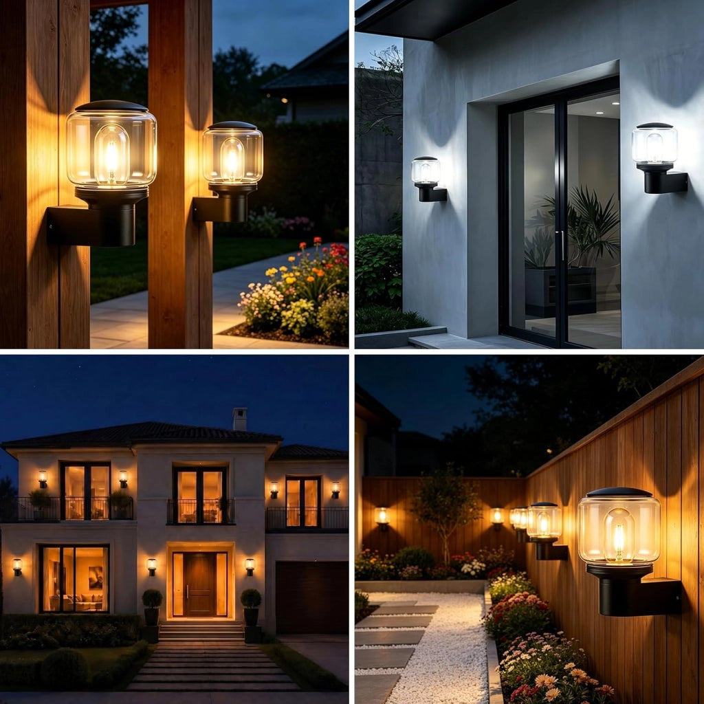 ZMH Lampada da Esterno Interno E27 Max 40W Nero per Terrazza Balcone/Parete Giardino Senza Lampadina