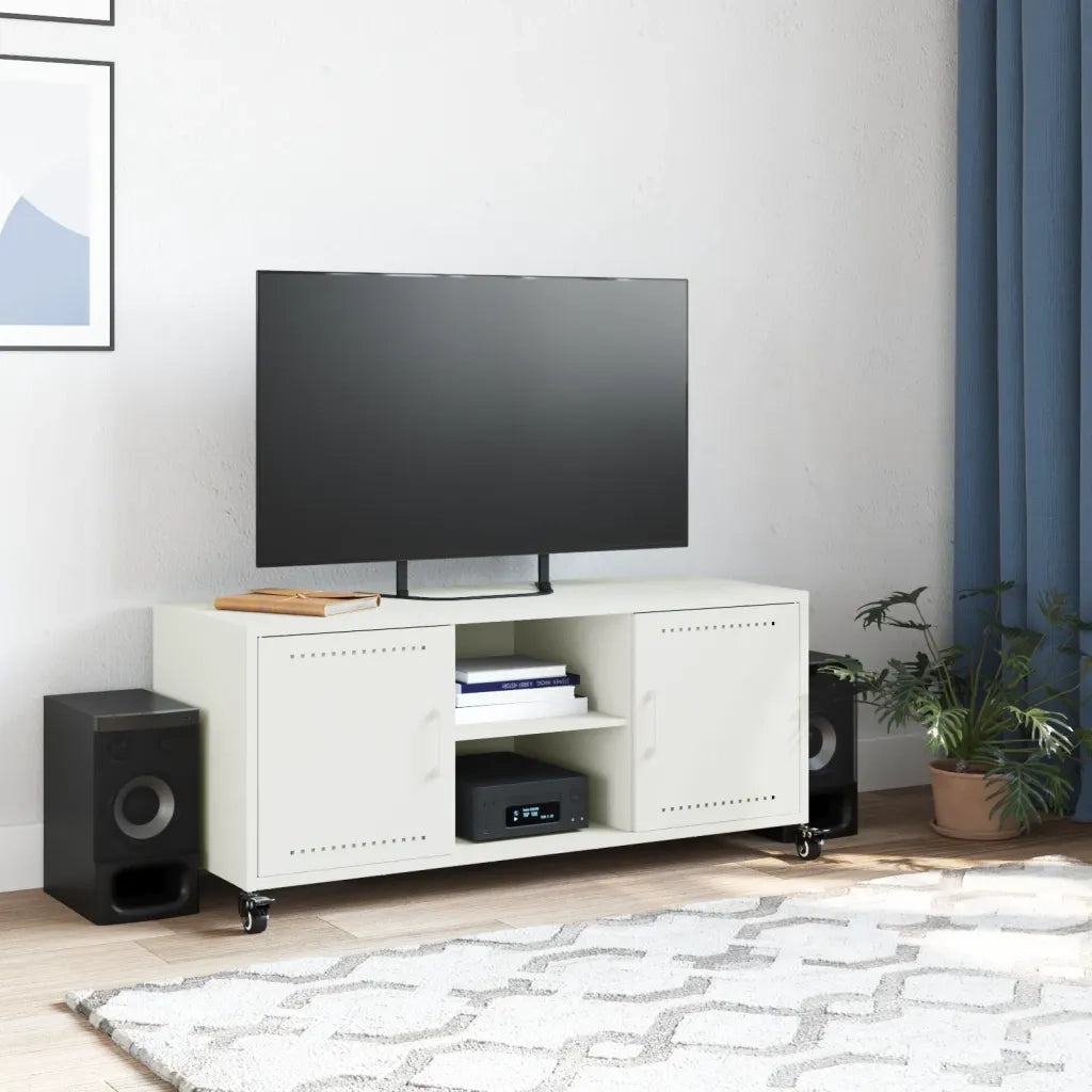 Mobile TV Bianco 100,5x39x43,5 cm in Acciaio