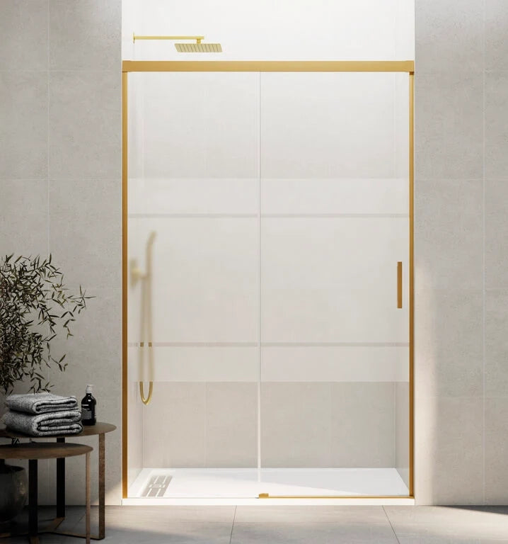 Box doccia frontale BASIC 1 fisso + 1 scorrevole 180-190 cm (66-71) oro vetro frost