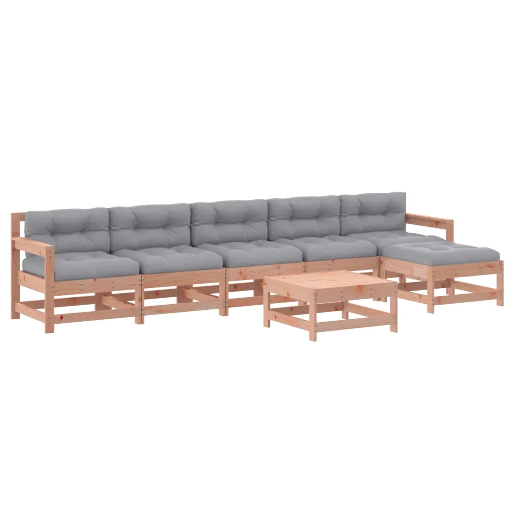 Set Divani Giardino 7 pz con Cuscini Legno Massello di Douglas