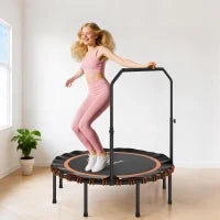 Trampolino Fitness con Maniglione Regolabile, in Acciaio e Plastica, Arancione