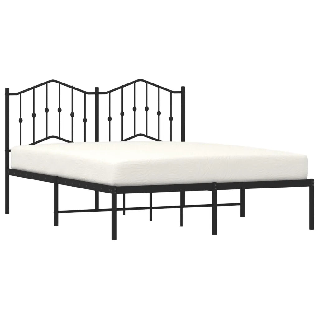 Letto matrimoniale | Letto per adulti | Giroletto con Testiera in Metallo Nero 140x190 cm