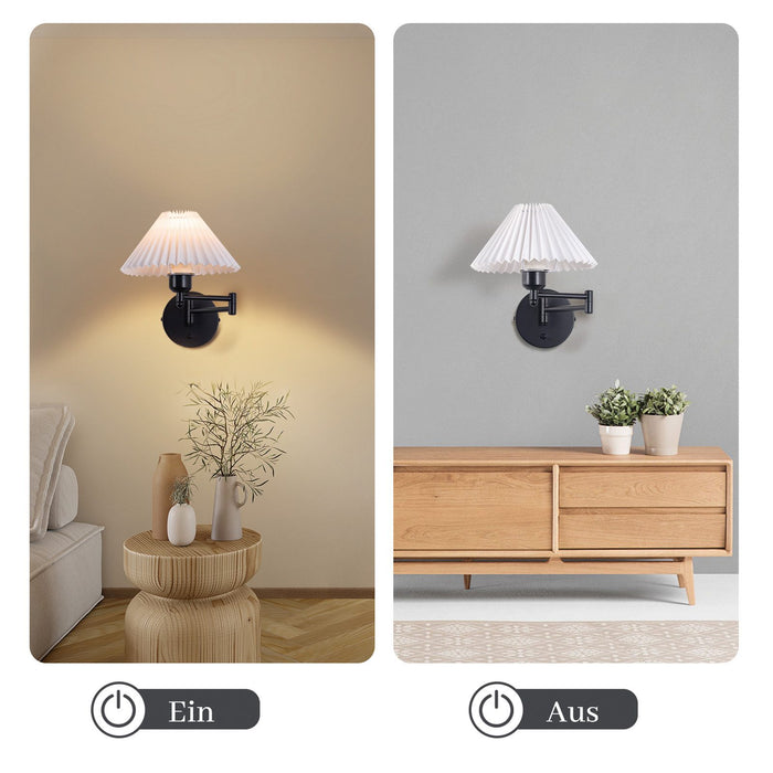 ZMH Applique da parete per interni in tessuto bianco E27 con paralume retrò per scala della camera da letto