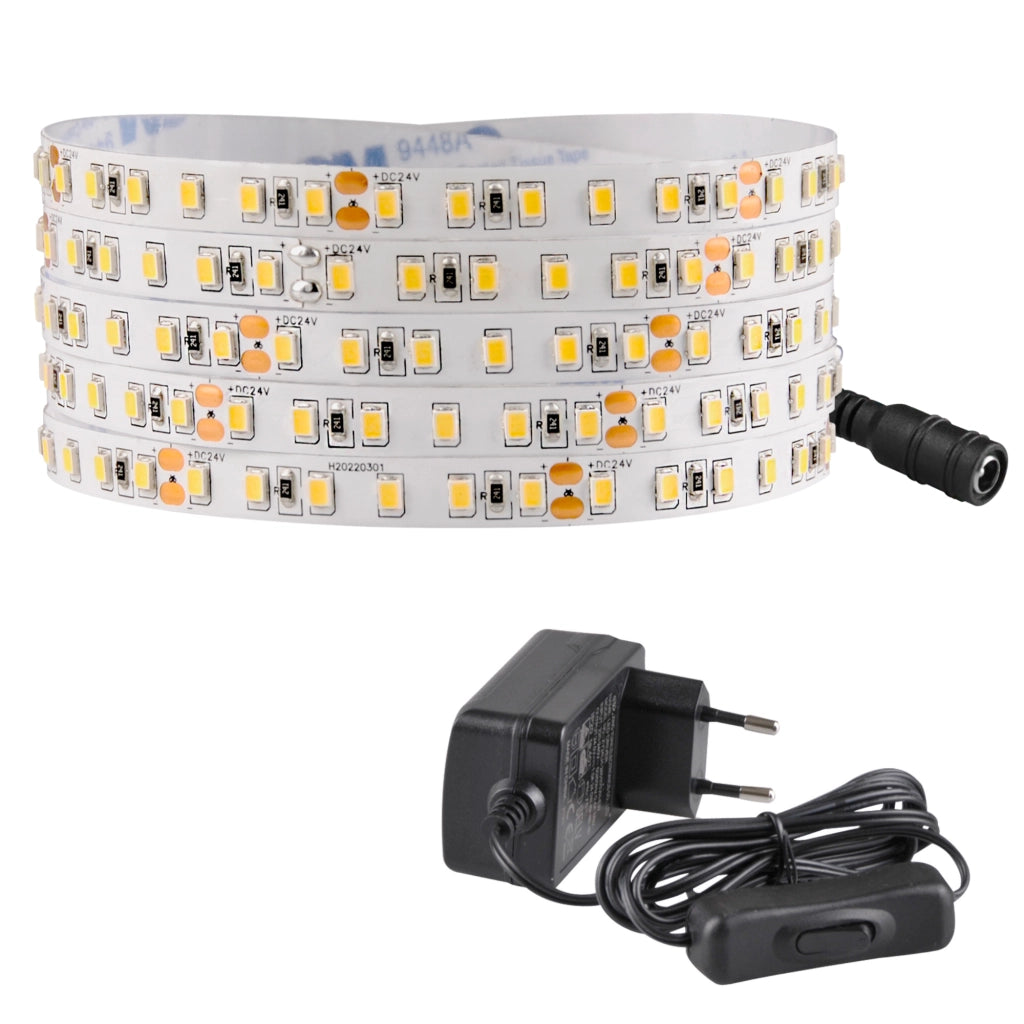 Kit striscia LED 5m 24V IP20 4000K alimentatore e switch Polux
