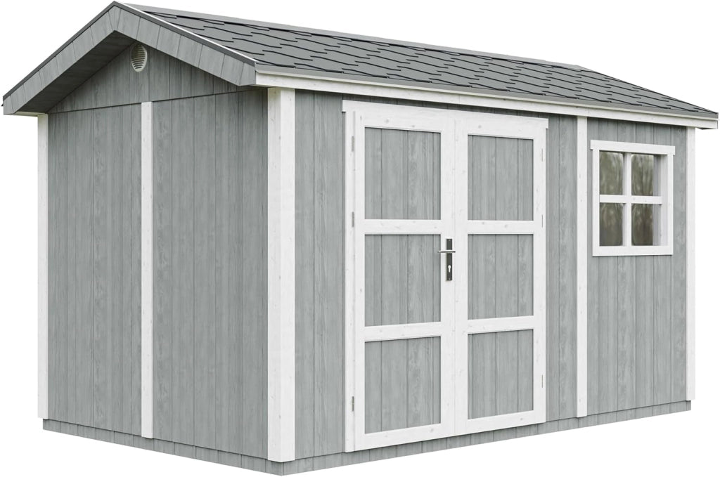 Casetta da giardino di qualit? premium 8,68 m² - H252x250x412 cm - Timbela M914A-CAVERN STEEL