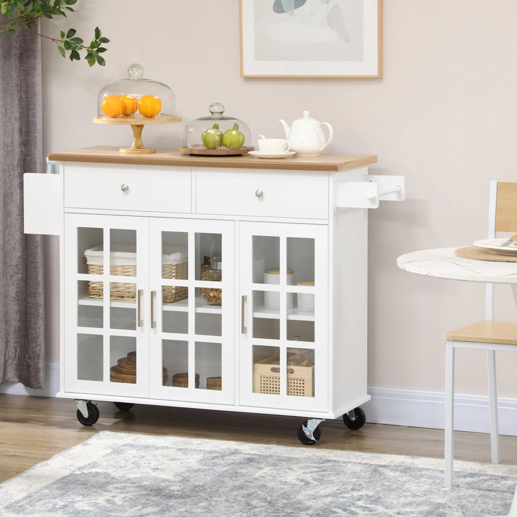 Isola Cucina con Carrello ¨C zephmum ¨C Bianco 124.5x39.5x90 cm