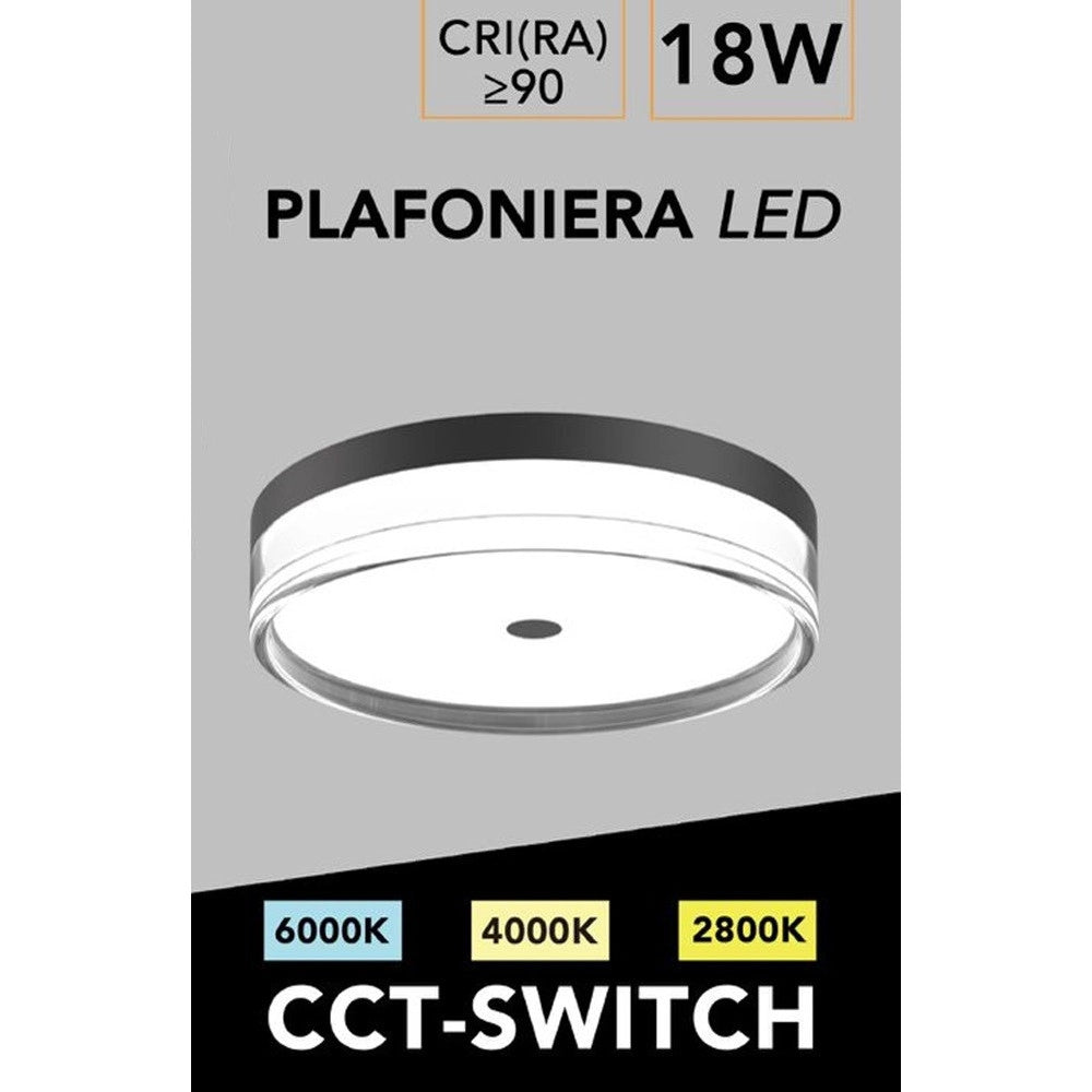 Trade Shop - Plafoniera Led 18w A Soffitto Moderna Tecnologia Cct 3 Tonalità Selezionabili Bl230-3c -