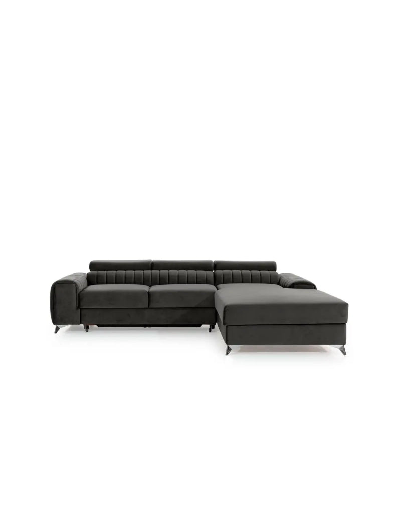 Divano ad angolo destro Grigio scuro convertibile 3 posti JAYSON grande comfort