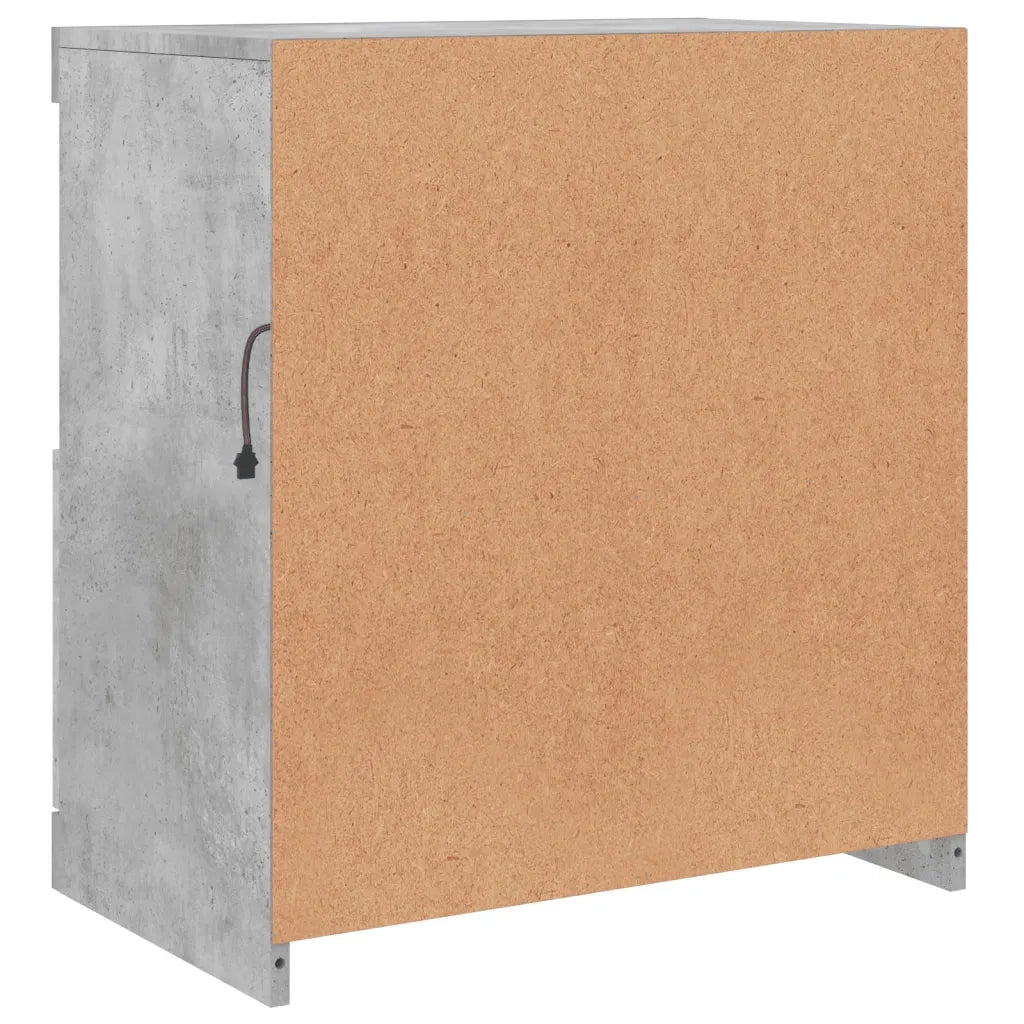Credenza con Luci LED-Buffet-Armadio da cucina Grigio Cemento 60x37x67 cm