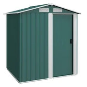 Casetta da Giardino Porta Attrezzi in Acciaio con Tetto Inclinato e 4 Prese d'Aria, 152x132x188 cm, Verde