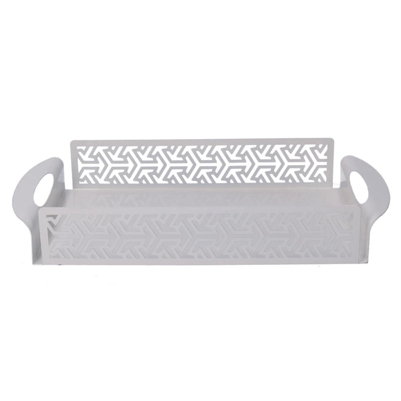 Vassoio metallo frecce bianco rettangolare cm 41x20h6,5