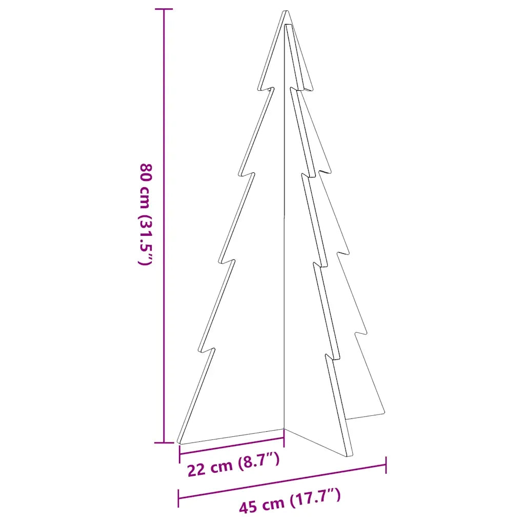 Albero di Natale Decorativo Bianco 80 cm Legno Massello di Pino 858169