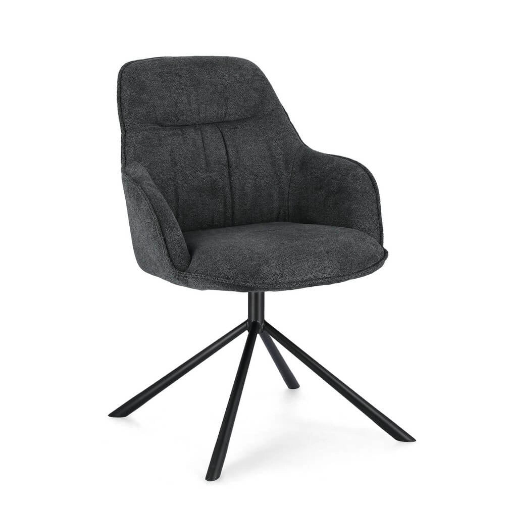 Set di 2 Poltrone Imbottite in Tessuto con Braccioli e Gambe in Acciaio - EFFORTLESS