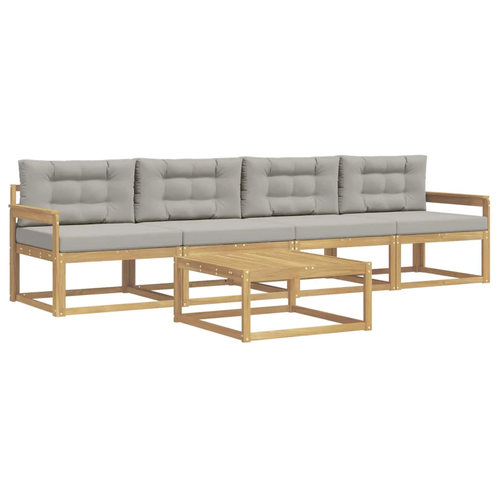 Set di divani da esterno 4 pz Bianco e Grigio Chiaro 3386015
