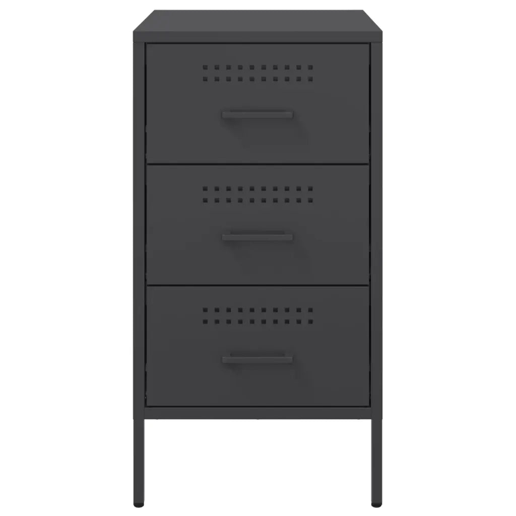 Comodini 2 pz-Set di 2 Tavolino da notte Neri 36x39x68 cm in Acciaio 819358