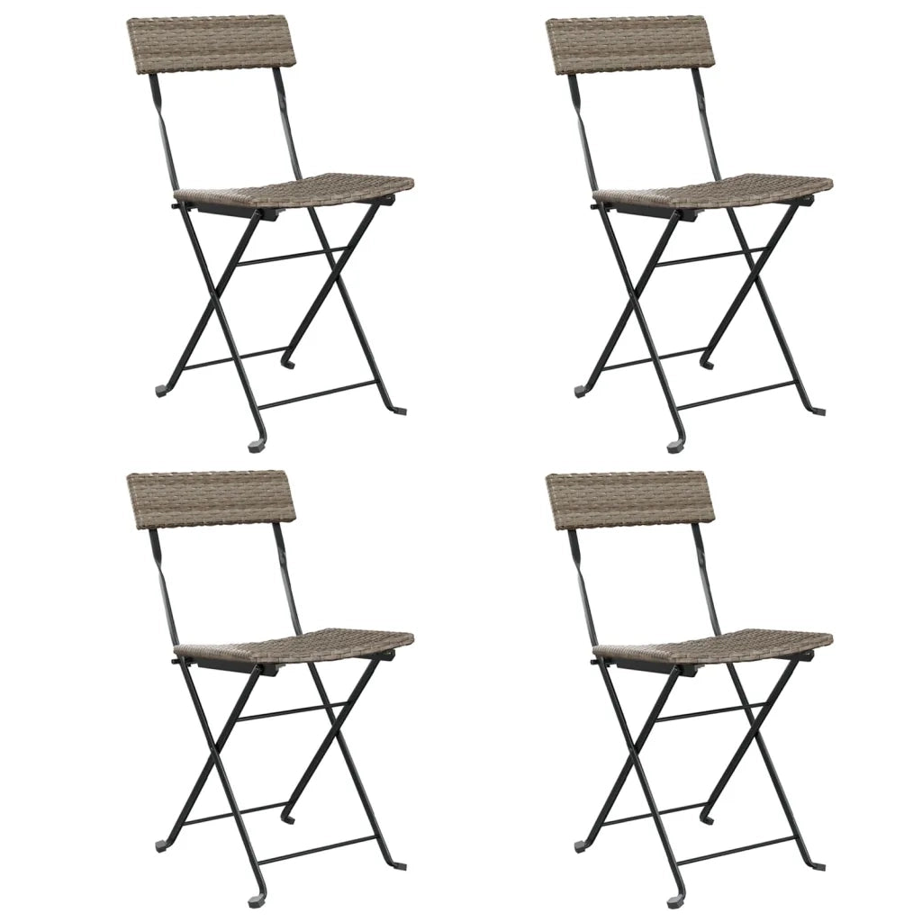 Sedie Pieghevoli da Bistrò 4 pz Grigie Polyrattan e Acciaio 3152118
