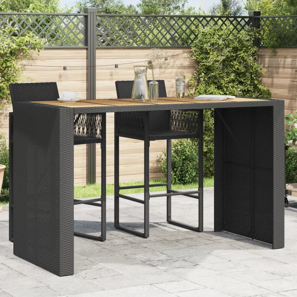 Tavolo Giardino Piano Legno Acacia Nero 185x80x110cm Polyrattancod mxl 117324