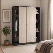 Armadio Camera da Letto Senales, Guardaroba 3 Ante 4 Ripiani, 50x150 cm Grigio Antracite