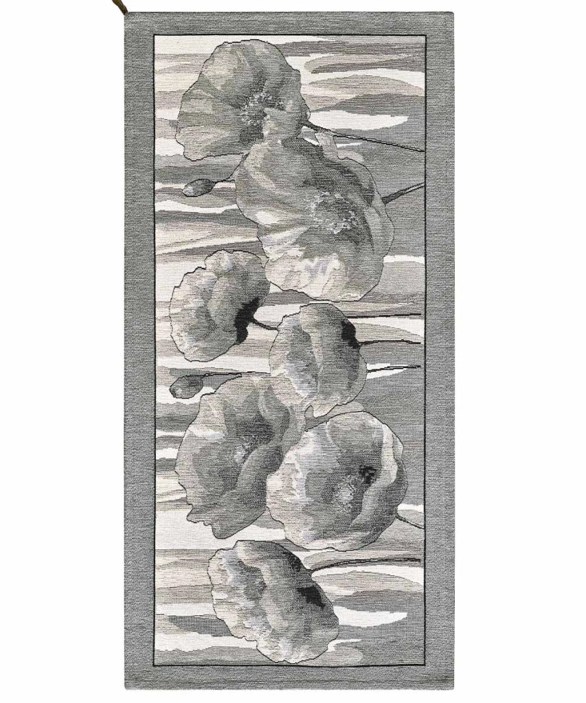 Tappeto AMSTERDAM GRIGIO moderno floreale tulipani, passatoia cucina multiuso lavabile antiscivolo cm.55x190