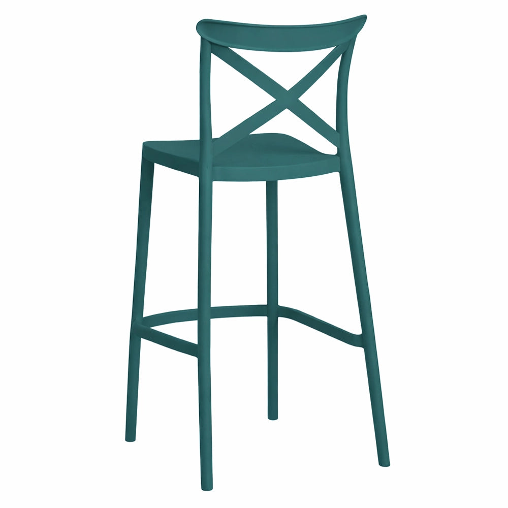 Sgabelli da bar set da 2 verde petrolio sprint plastica h 75 cm