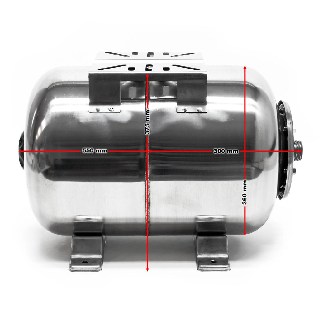 Vaso di espansione 50 l orizzontale acciaio inox per impianti idrici, sistemi autoclave, membrana EPDM