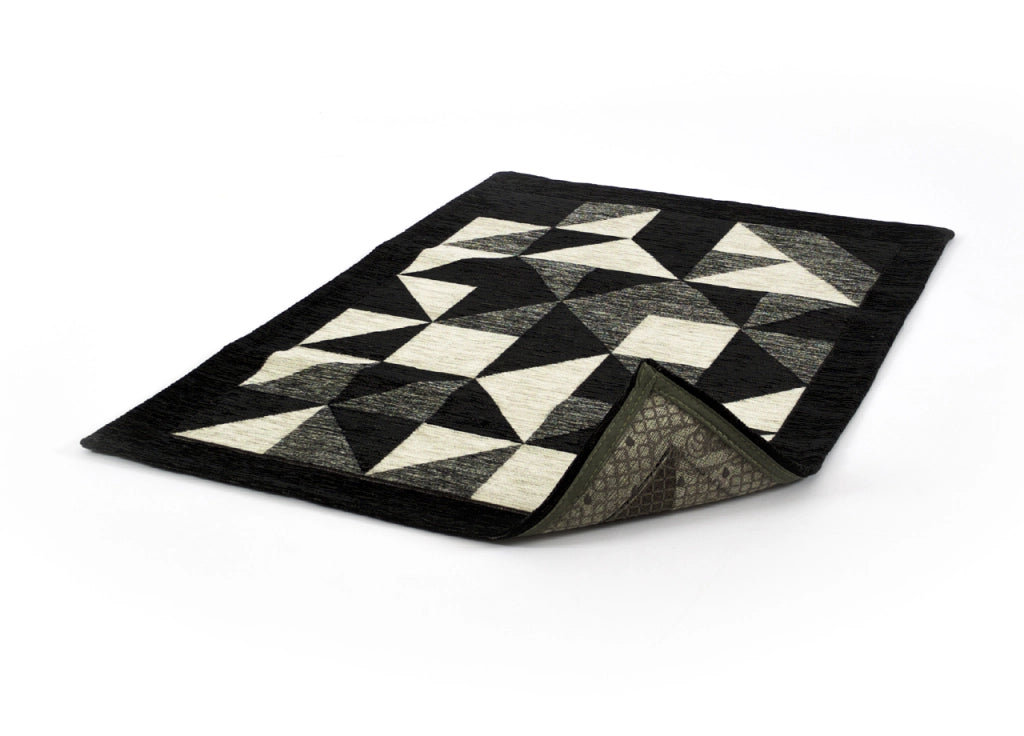 Tappeto Passatoia Cucina Salotto Antimacchia Retro Antiscivolo Origami - 55x280 - Nero