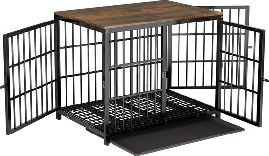 Banchina per cani - Cancelli per cani - Cancelli per cani - Dimensione XL - Mobili - Nero - Metallo - Legno - 107.5x71.5x81cm