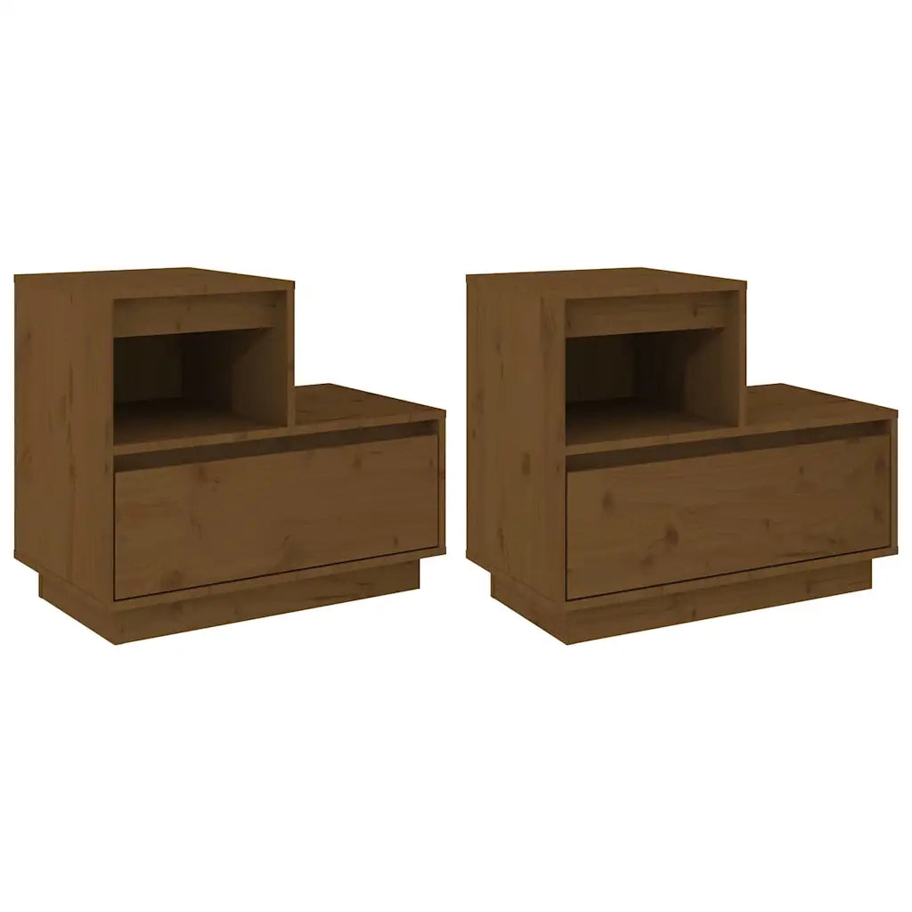 Comodini 2 pz Marrone Ambrato 60x34x51 cm in Legno di Pino 814381