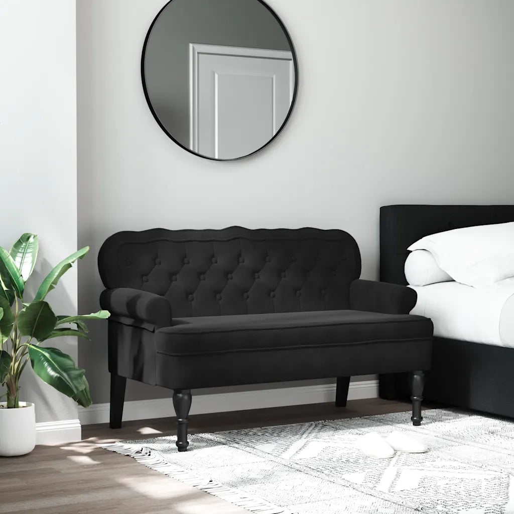 Panca con schienale nera 119,5x64,5x75 cm in velluto CFW8311113