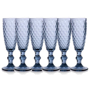 CALICE FLUTE DIAMANTE DA 140 CC IN COLORE BLU SET 6 PZ