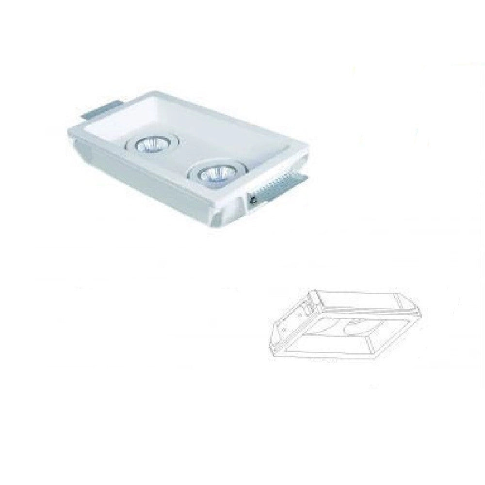 Trade Shop - Portafaretto Incasso Gesso Doppio Orientabile A Scomparsa Portalampada Gu10 Gs21 -