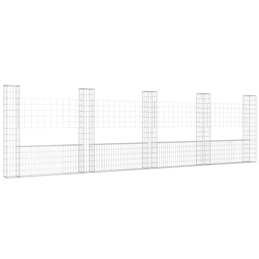 Cesto Gabbione a U con 5 Pali in Ferro 500x20x150 cm cod mxl 12339
